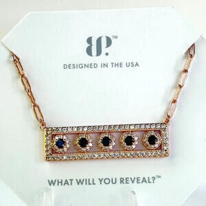 Bomb Party Bar Necklace  "Five Free Spirits" Black Onyx On Rose Gold BORG